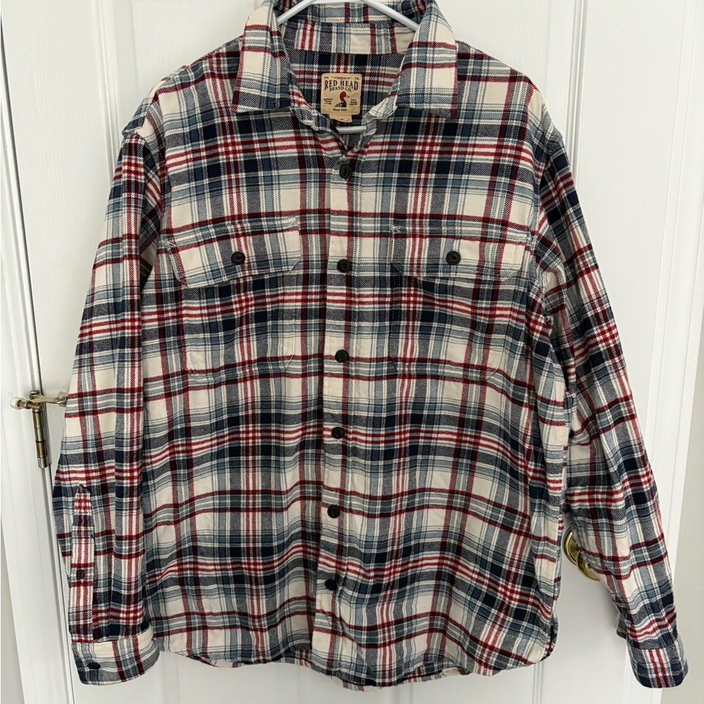RedHead Men's Casual Plaid Shirt - Blue, Red, White